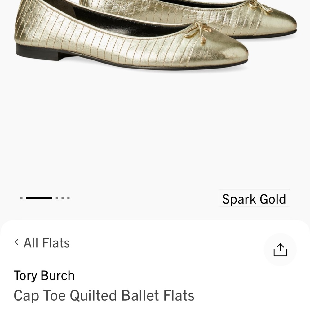 Tory Burch Spark Gold Quilted Ballet Flats